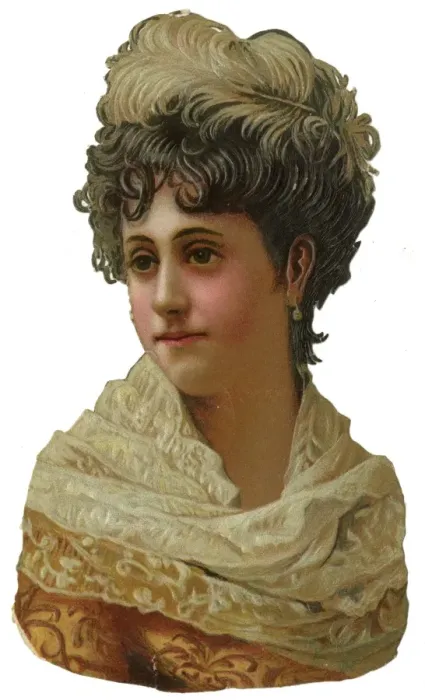 Framed Print : Victorian scrap, woman, head and shoulders Framed Print : Victorian scrap, woman, head and shoulders