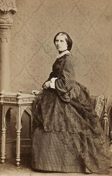 Victorian woman in a crinoline dress