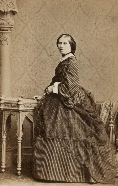 Victorian Woman in Striped Crinoline Art Prints, Posters