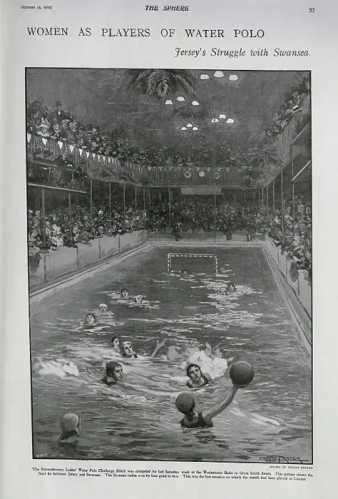 Framed Print : Victorian women playing water polo Framed Print : Victorian women playing water polo