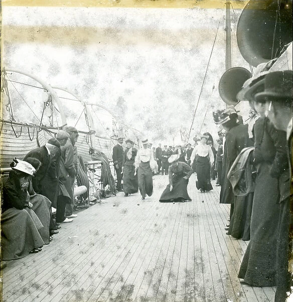 Victorians Playing Marbles on Deck of Ship