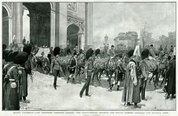 Framed Print : Victoria's Coffin, Procession Through Marble Arch Framed Print : Victoria's Coffin, Procession Through Marble Arch