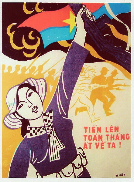 Vietnamese Patriotic Poster - Advance to Victory!