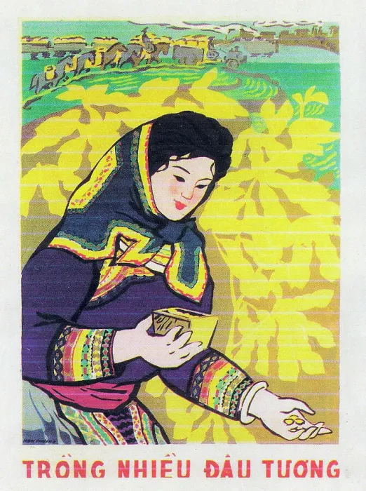 Framed Print : Vietnamese Patriotic Poster - Plant Soya Beans!