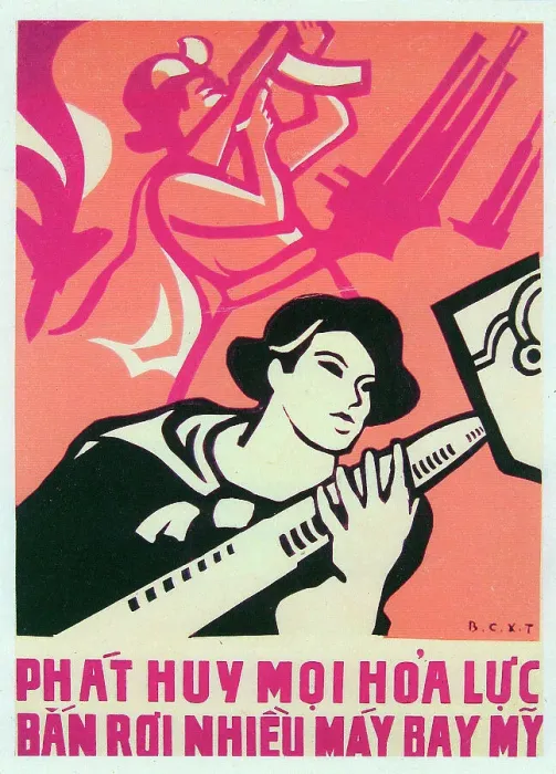 Framed Print : Vietnamese Patriotic Poster - Shooting Down American Planes Framed Print : Vietnamese Patriotic Poster - Shooting Down American Planes