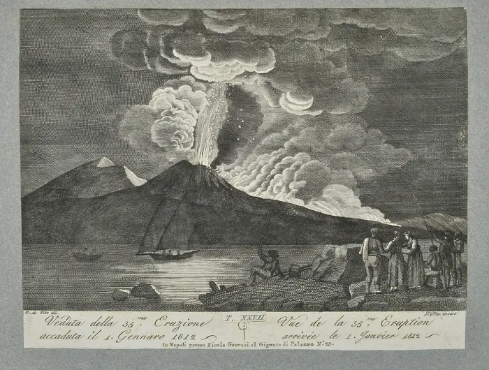 Framed Print : View of the 35th eruption which happened on 1 January 1812 Framed Print : View of the 35th eruption which happened on 1 January 1812