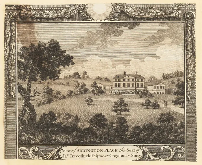 Framed Print : View of Addington Place, near Croyden in Surrey, 1784 Framed Print : View of Addington Place, near Croyden in Surrey, 1784