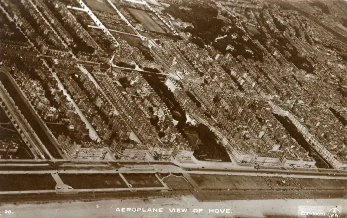 Framed Print : View from an aeroplane of Hove, East Sussex, England Framed Print : View from an aeroplane of Hove, East Sussex, England
