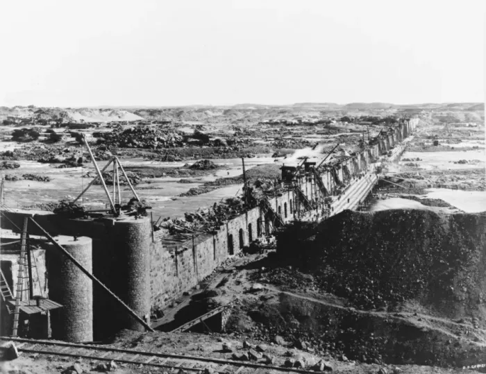 Framed Print : View of Aswan Dam during construction Framed Print : View of Aswan Dam during construction