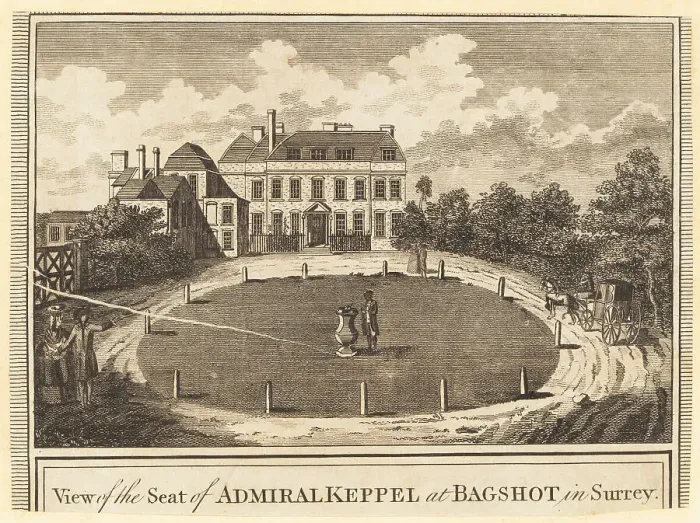 Framed Print : View of Bagshot Lodge, Surrey, late 18th century Framed Print : View of Bagshot Lodge, Surrey, late 18th century