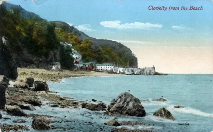 Framed Print : View from Beach, Clovelly, Devon Framed Print : View from Beach, Clovelly, Devon