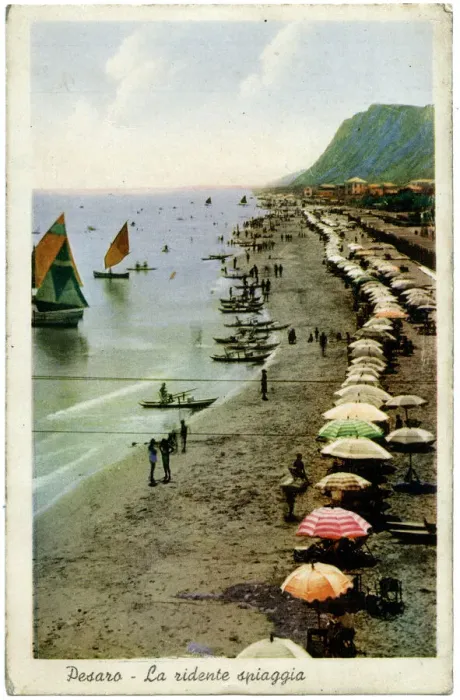 Framed Print : View of the beach and sea front, Pesaro, Italy Framed Print : View of the beach and sea front, Pesaro, Italy