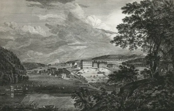 Framed Print : A view of Bethlem, the great Moravian settlement in the prov Framed Print : A view of Bethlem, the great Moravian settlement in the prov