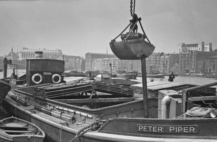 Framed Print : View of a boat, River Thames, London Framed Print : View of a boat, River Thames, London