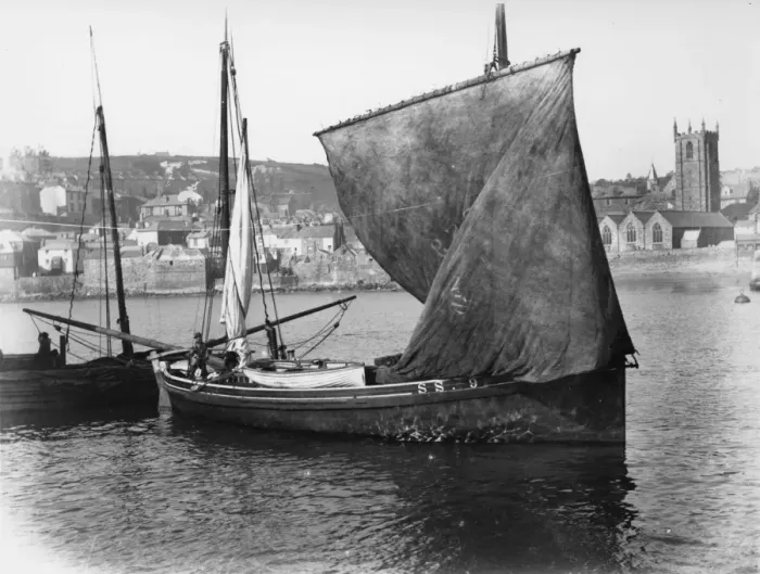Framed Print : View of boats in the bay at St Ives, Cornwall Framed Print : View of boats in the bay at St Ives, Cornwall