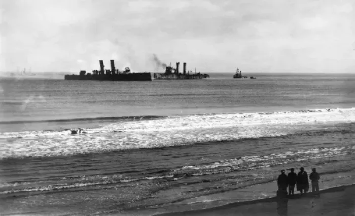 Framed Print : View of British ships from Ostend, Belgium, WW1 Framed Print : View of British ships from Ostend, Belgium, WW1