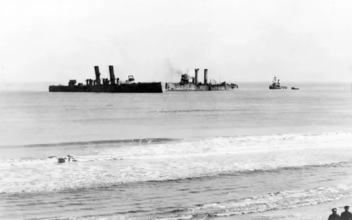 Framed Print : View of British ships from Ostend, Belgium, WW1 Framed Print : View of British ships from Ostend, Belgium, WW1