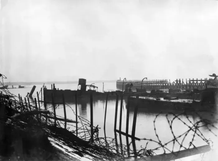 Framed Print : View of Bruges Canal, Zeebrugge, Belgium, post-WW1 Framed Print : View of Bruges Canal, Zeebrugge, Belgium, post-WW1