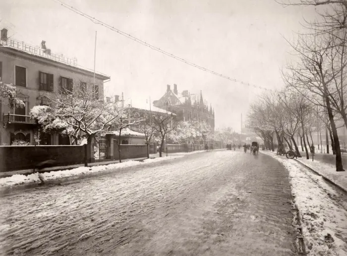 Framed Print : View along the Bund in the snow, Shanghai, China, c. 1890 s Framed Print : View along the Bund in the snow, Shanghai, China, c. 1890 s