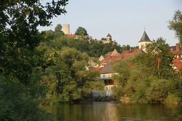 View of Burglengenfeld and River Naab, Bavaria, Germany