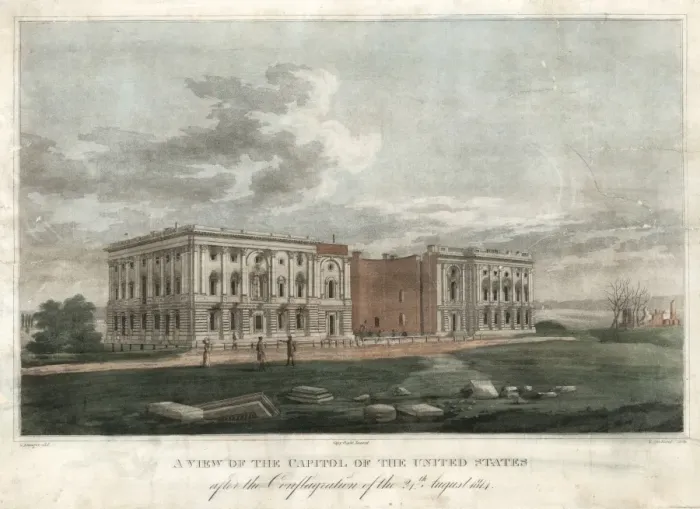 Framed Print : A view of the Capitol after the conflagration of the 24th Au Framed Print : A view of the Capitol after the conflagration of the 24th Au