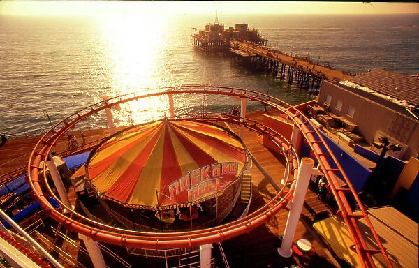 View of carousel on Santa Monica pier. California
