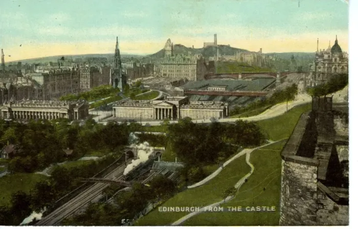 Framed Print : View from Castle with Railway, Edinburgh, Midlothian Framed Print : View from Castle with Railway, Edinburgh, Midlothian