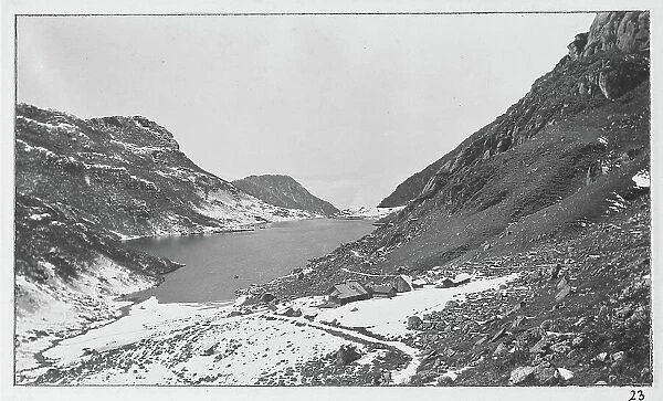 View of Changu Lake (aka Tsomgo, Tsongmo or Changgu Lake), a glacial lake in East Sikkim, India, from a fascinating album which reveals new details on a little-known campaign in which a British military force brushed aside Tibetan defences to