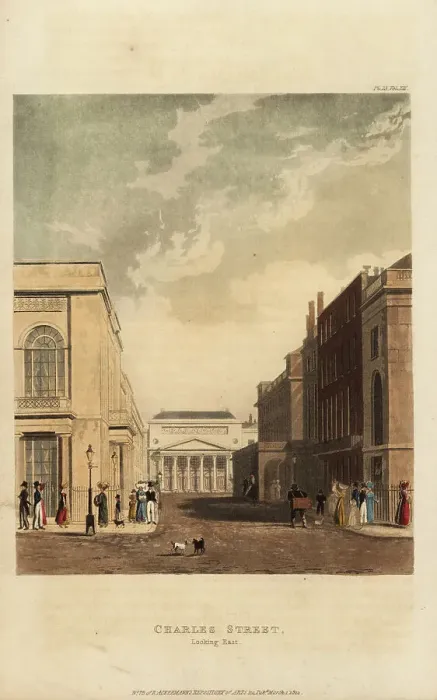 Framed Print : View of Charles Street, St. James, London, looking east to the H Framed Print : View of Charles Street, St. James, London, looking east to the H