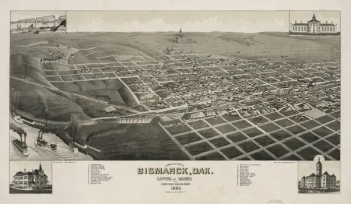 Framed Print : View of the city of Bismarck, Dak. capital of Dakota and co Framed Print : View of the city of Bismarck, Dak. capital of Dakota and co