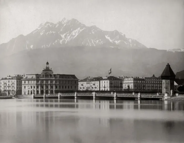 Framed Print : View of the city across the lake, Lucerne Luzern Switzerland Framed Print : View of the city across the lake, Lucerne Luzern Switzerland