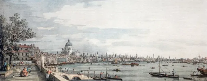 Framed Print : View of the City from Somerset House Gardens, London Framed Print : View of the City from Somerset House Gardens, London