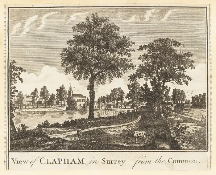 Framed Print : View of Clapham in Surrey from Clapham Common, London, 1784 Framed Print : View of Clapham in Surrey from Clapham Common, London, 1784