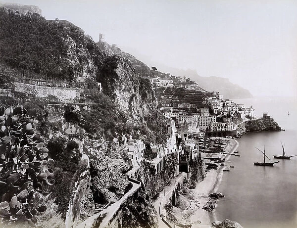 View of the coast at Amalfi, Italy, circa 1890