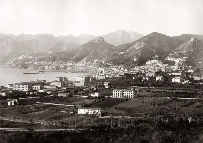 Framed Print : View of the coast, Salerno, Italy, c. 1880 s Framed Print : View of the coast, Salerno, Italy, c. 1880 s