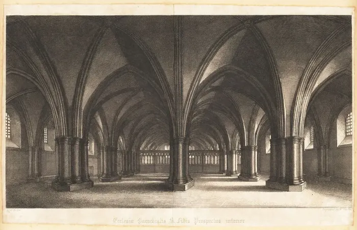 Framed Print : View of the crypt of old St Paul's Cathedral, London, 1657
