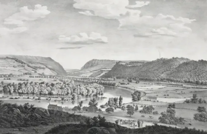 Framed Print : View on the Delaware: water gap in the distance Framed Print : View on the Delaware: water gap in the distance