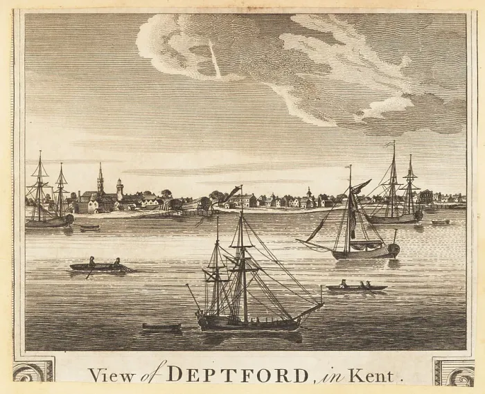 Framed Print : View of Deptford on the River Thames, Kent, 1784 Framed Print : View of Deptford on the River Thames, Kent, 1784