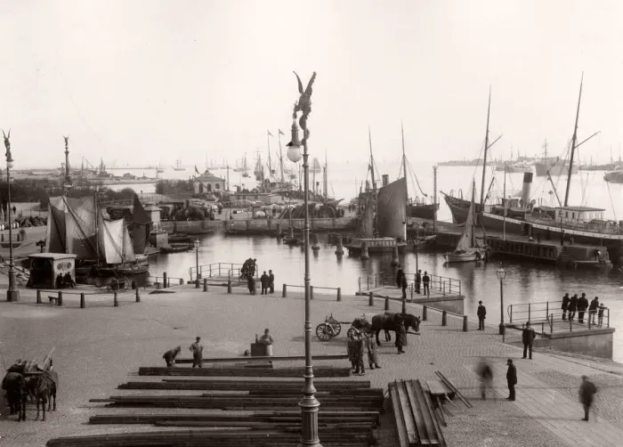 Framed Print : View of the docks, harbour with ships Copenhagen, Denmark Framed Print : View of the docks, harbour with ships Copenhagen, Denmark