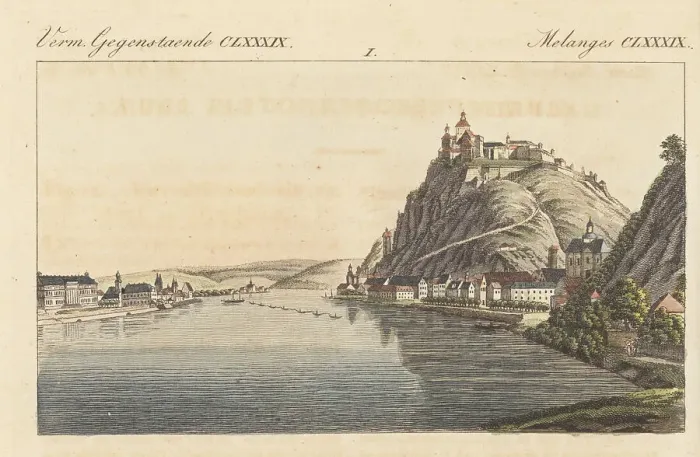 Framed Print : View of Ehrenbreitstein Fortress in Koblenz, 1800 Framed Print : View of Ehrenbreitstein Fortress in Koblenz, 1800