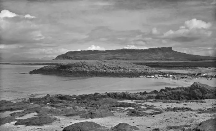 Framed Print : View of Eigg from Muck, Scotland Framed Print : View of Eigg from Muck, Scotland