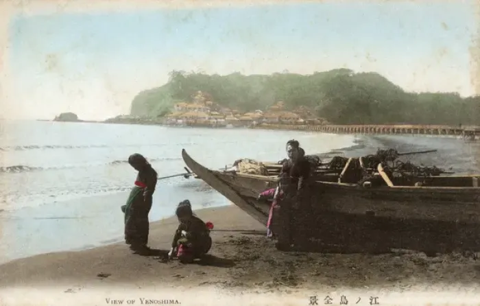 Framed Print : View toward Enoshima island, Kanagawa Prefecture, Japan Framed Print : View toward Enoshima island, Kanagawa Prefecture, Japan