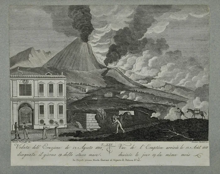 Framed Print : View of the eruption of 12 August 1805 Framed Print : View of the eruption of 12 August 1805