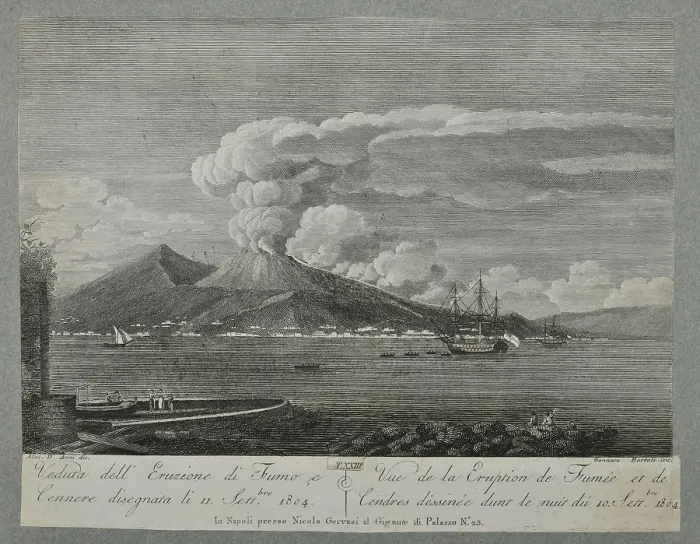 Framed Print : View of the eruption of smoke and ash - September 1804 Framed Print : View of the eruption of smoke and ash - September 1804