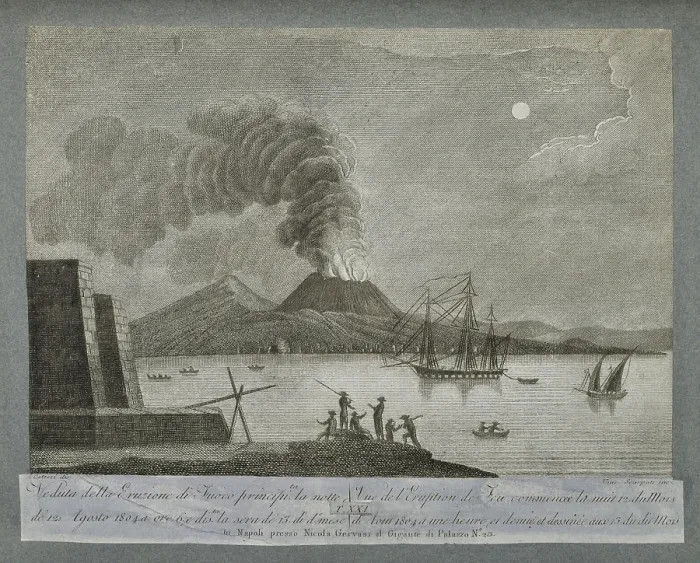 Framed Print : View of the eruption of Vesuvius - 1804 Framed Print : View of the eruption of Vesuvius - 1804