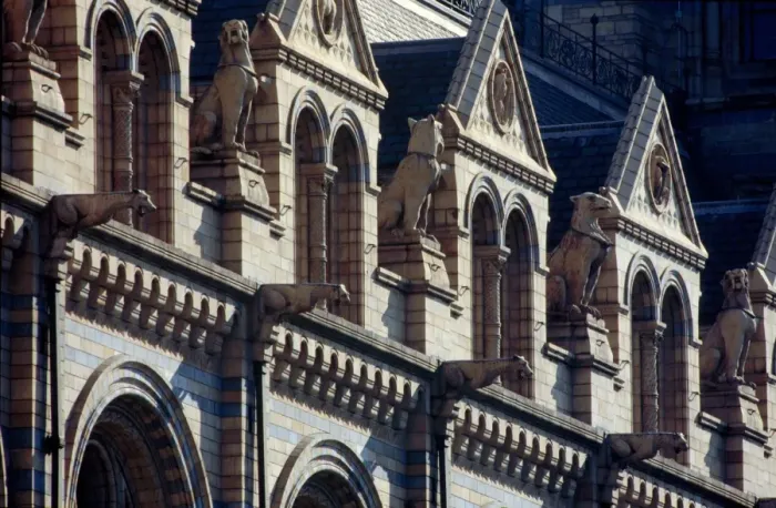 Framed Print : Detail view of the exterior of the Waterhouse Building Framed Print : Detail view of the exterior of the Waterhouse Building