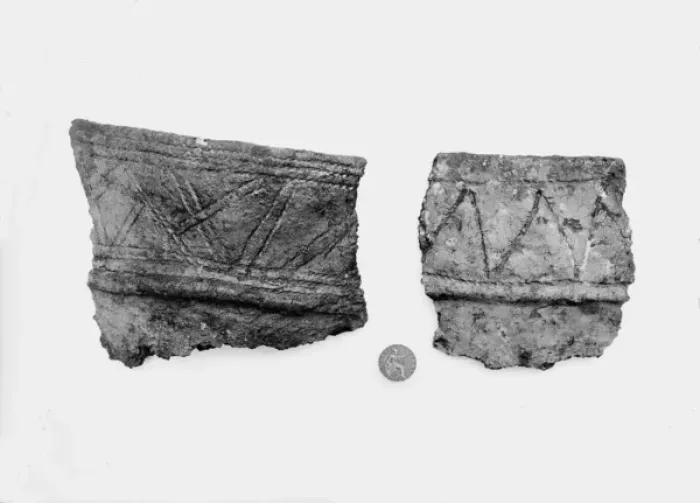 Framed Print : A view of fragment of burial urns, Ballyrainey, Comber Framed Print : A view of fragment of burial urns, Ballyrainey, Comber