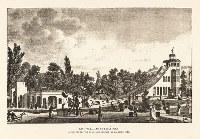 Framed Print : View of the giant roller coaster in Belleville in Paris, 1817 Framed Print : View of the giant roller coaster in Belleville in Paris, 1817