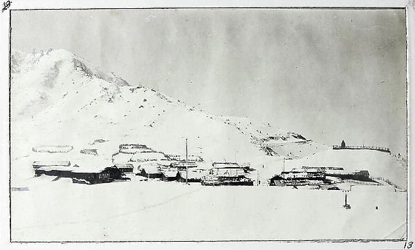 View of Gnatong, Sikkim, India, in the snow, from a fascinating album which reveals new details on a little-known campaign in which a British military force brushed aside Tibetan defences to capture Lhasa, in 1904