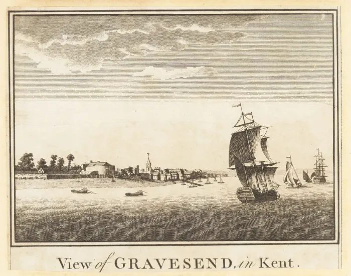 Framed Print : View of Gravesend on the River Thames in Kent, 1784 Framed Print : View of Gravesend on the River Thames in Kent, 1784